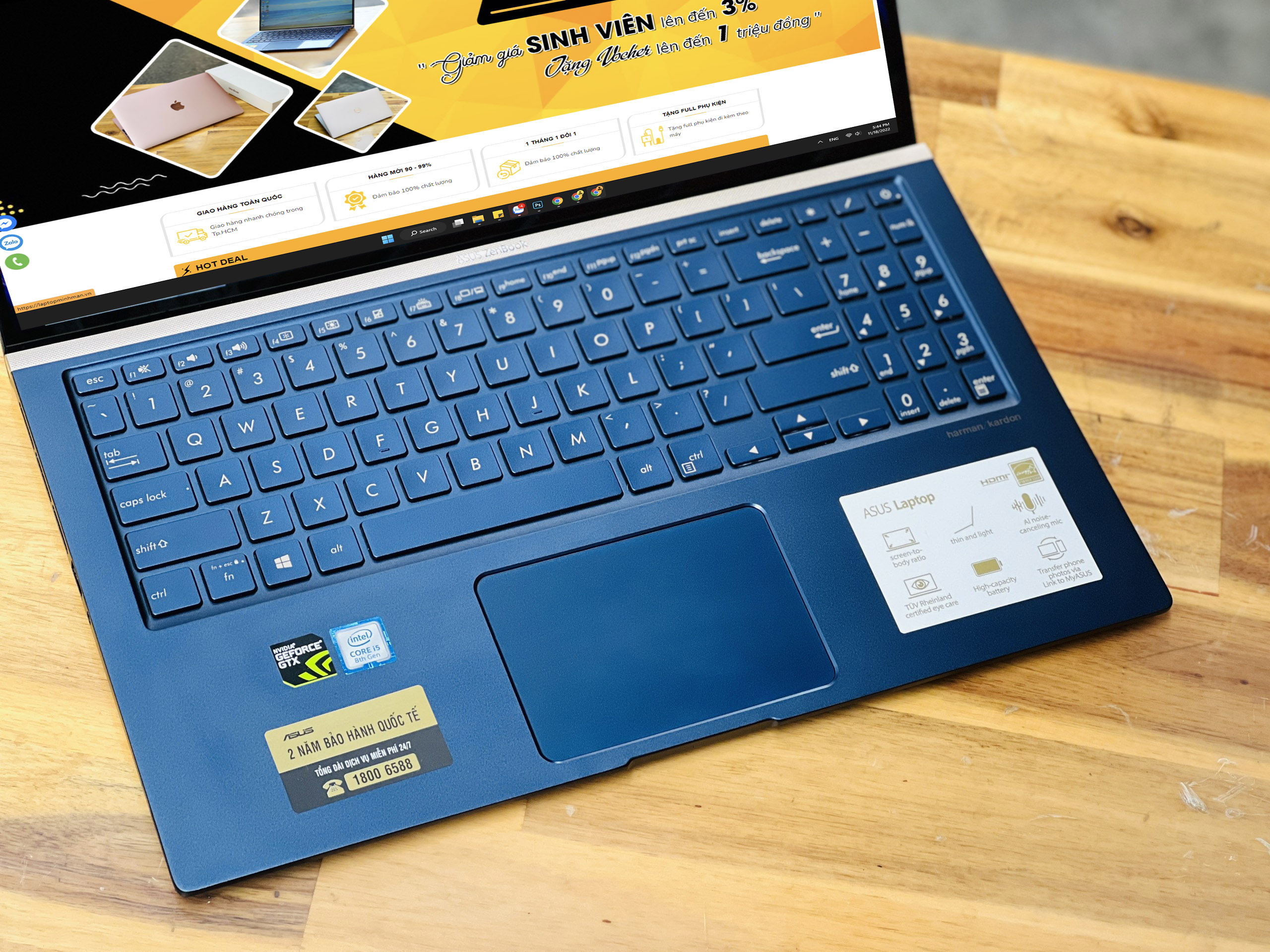 Asus Zenbook UX533FD I5 8265U/ RAM 8GB SSD 256GB/ GTX 1050/ FULL HD/ TRÀN VIỀN VÀNG GOLD/ GIÁ RẺ3