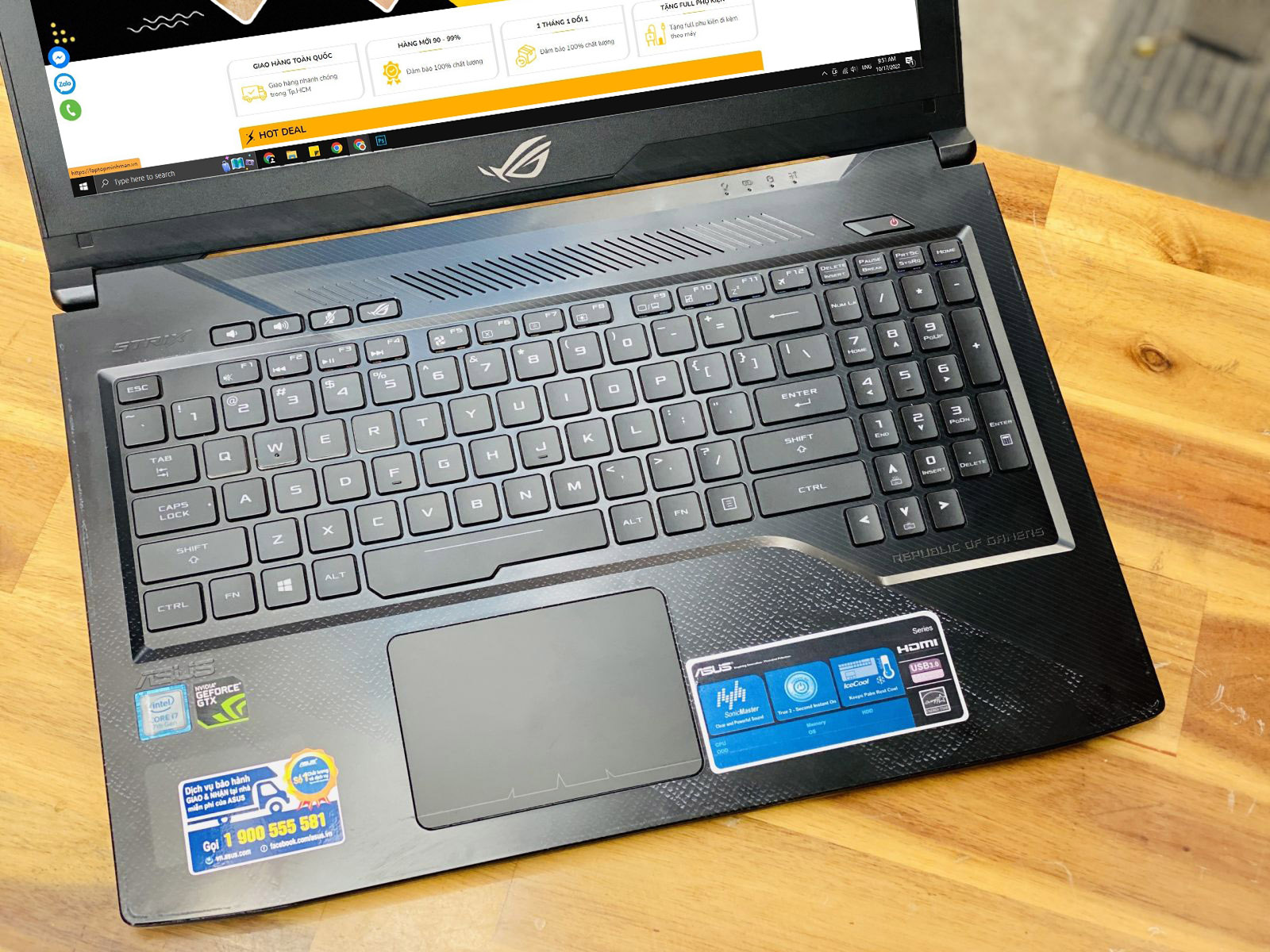 ASUS ROG STRIX GAMING GL503VD i7 7700HQ/ RAM 8GB/ SSD 128GB + 1000GB/ 15INCH FHD 120Hz/ GTX 1050 4GB/ LED RGB/ GIÁ RẺ1
