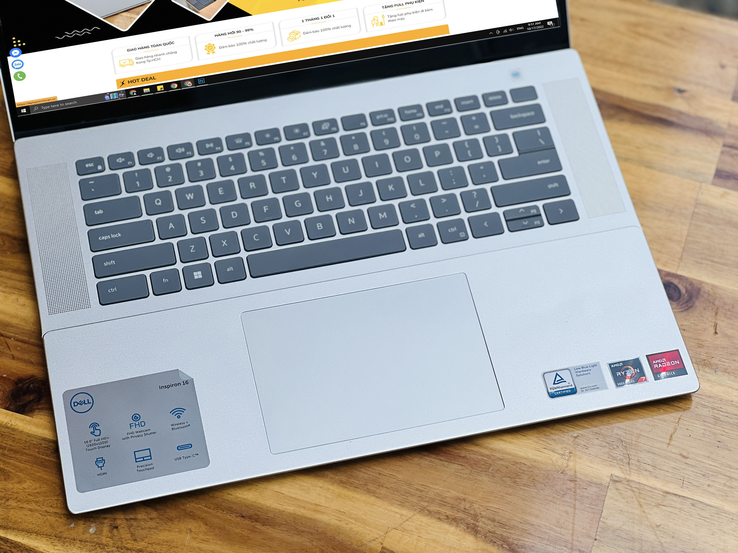 DELL INSPIRON 16 5625 2022 RYZEN 7 5825U/ RAM 16GB/ SSD 512GB/ 16INCH FHD+ TRÀN VIỀN/ CẢM ỨNG/ VGA AMD RADEON/ DOANH NHÂN THỜI TRANG/ GIÁ RẺ2