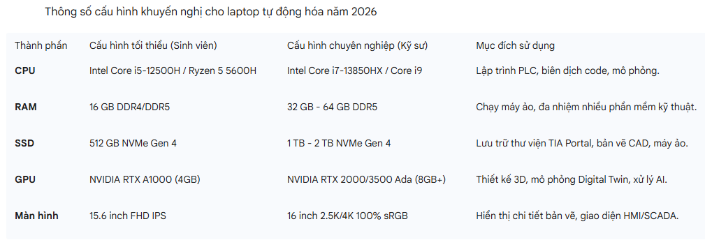 LAPTOP CŨ DÀNH CHO NGÀNH TỰ ĐỘNG HÓA
